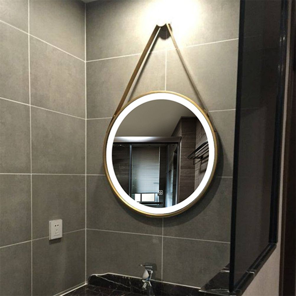 Led Lighted Round Wall Mount Or Hanging Mirror Bathroom Vanity Mirror Within Gold Led Wall Mirrors (View 6 of 15)