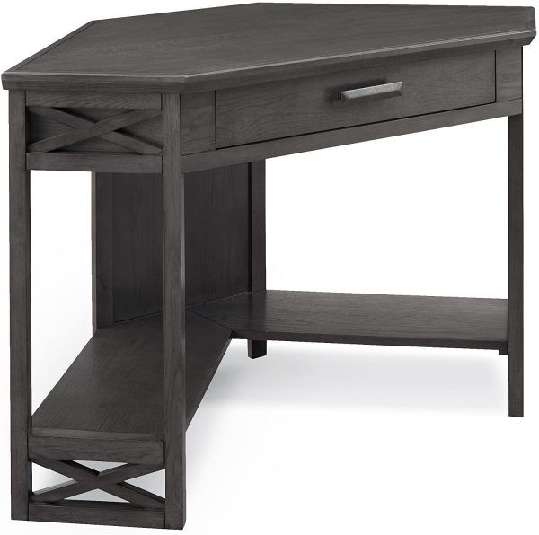 Leick Furniture Oak Corner Computer/writing Desk, Smoke Gray – Leick Pertaining To Oak Corner Computer Writing Desks (View 13 of 15)