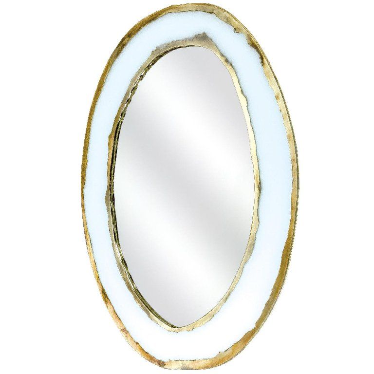 "life" Contemporary Mirror, Central Mirror, White Silvered Glass Ring Pertaining To Ring Shield Gold Leaf Wall Mirrors (View 12 of 15)