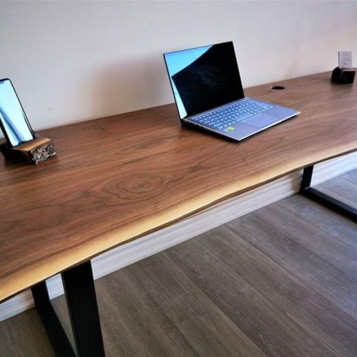 Live Edge Desk ️ Black Walnut Office Tables | 1benmu Toronto Throughout Walnut Wood And Black Metal Office Desks (View 4 of 15)