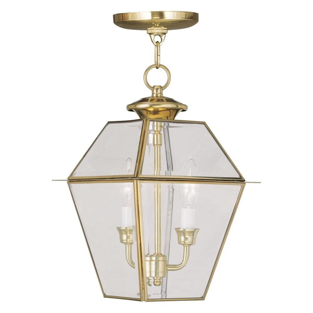 Livex Lighting Providence 2 Light Polished Brass Outdoor Incandescent With Regard To Ceiling Hung Polished Brass Mirrors (View 1 of 15)