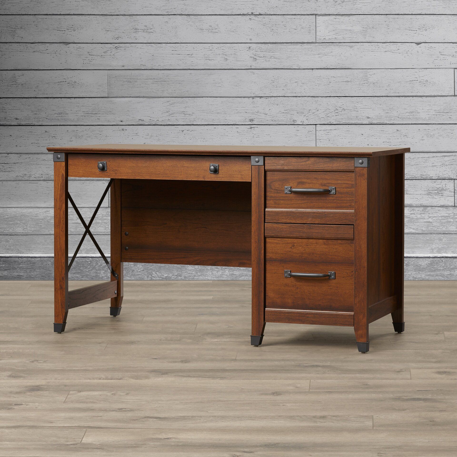 Loon Peak Newdale Computer Desk With 3 Drawers & Reviews | Wayfair With Regard To Wood Center Drawer Computer Desks (View 1 of 15)
