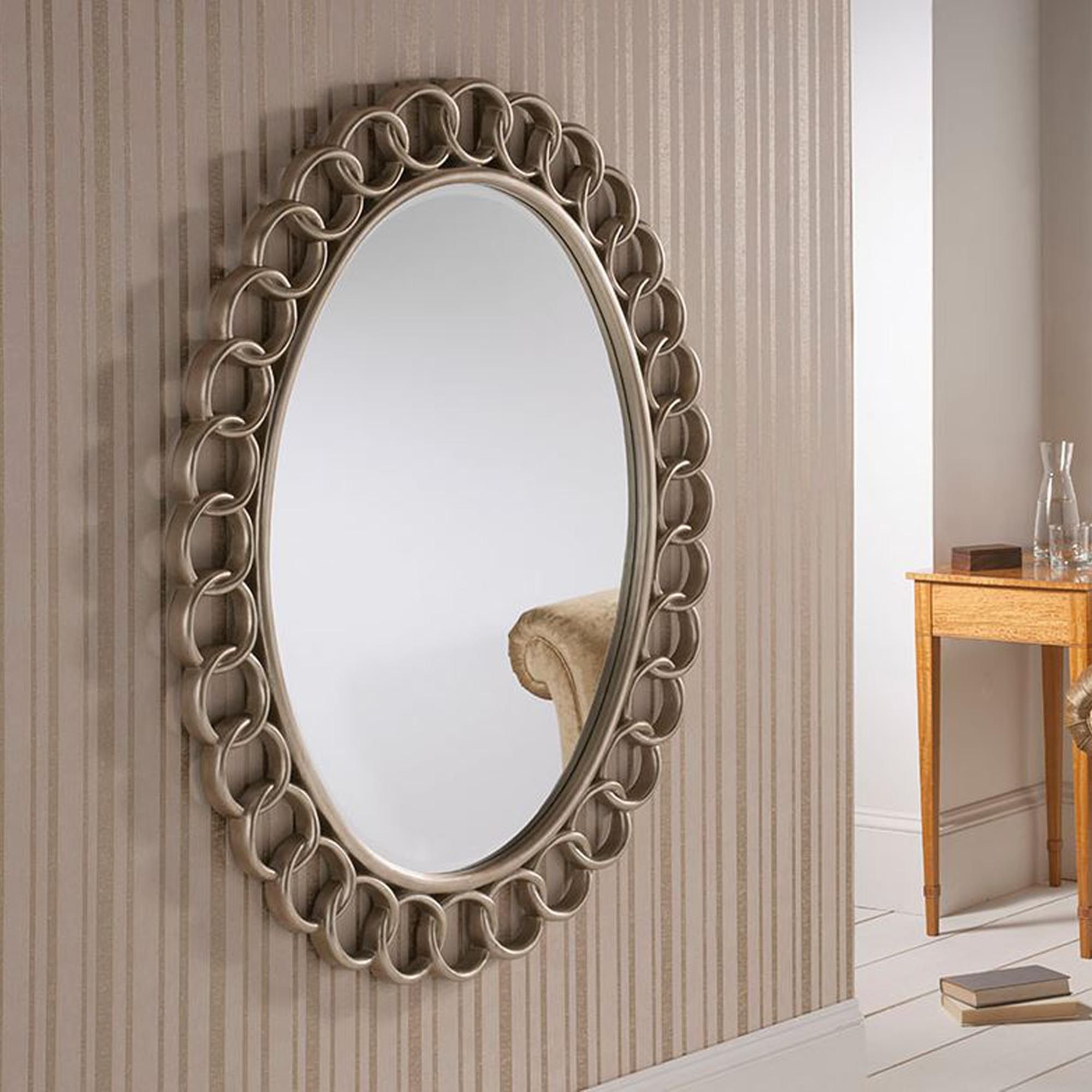 Loop Link Contemporary Silver Wall Mirror | Homesdirect365 For Wall Mirrors (Photo 10 of 15)