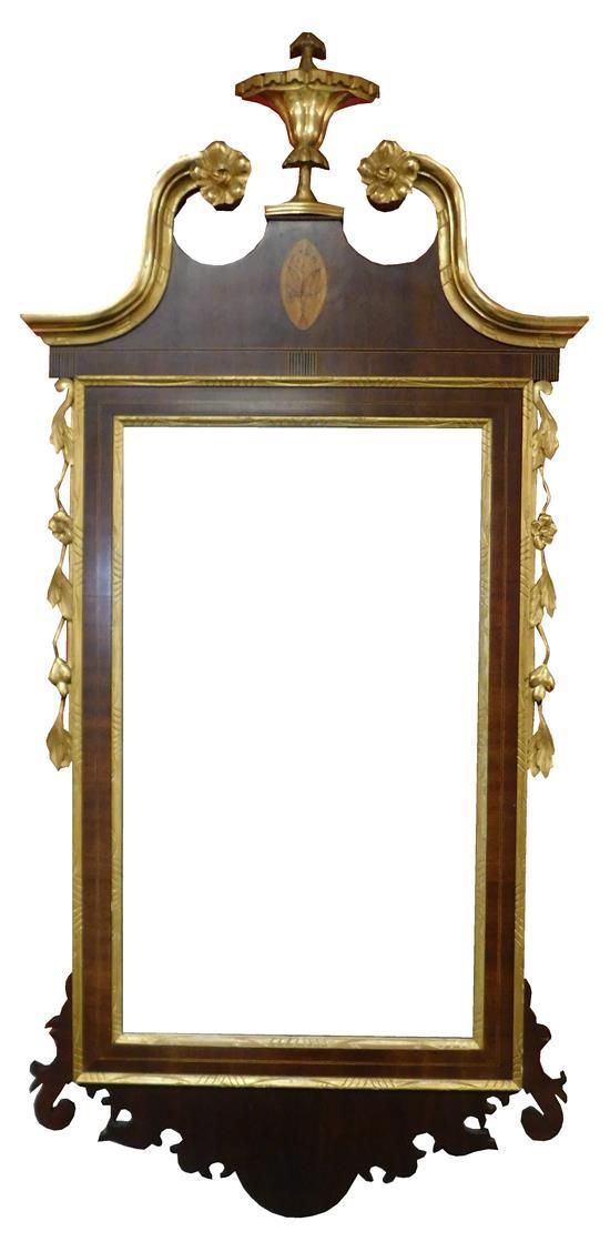 Lot – Chippendale Style Wall Mirror, Gilt Urn Finial, Mahogany With Within Mahogany Accent Wall Mirrors (View 4 of 15)