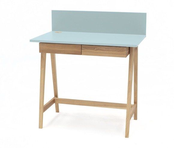 Luka Ashwood Writing Desk 110x50cm With Drawer / Light Turquoise Inside Graphite And Ashwood Writing Desks (View 9 of 15)