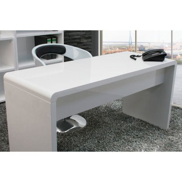 Lumiere Curved Home Office Desk In High Gloss White | White Home Office For Gloss White Corner Desks (View 15 of 15)