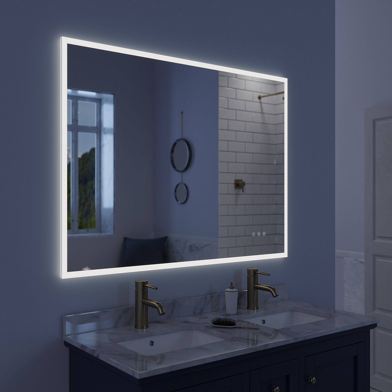 Luxaar Lucent 48 " X 36 " Wall Mounted Led Vanity Mirror With Color Pertaining To Tunable Led Vanity Mirrors (Photo 2 of 15)