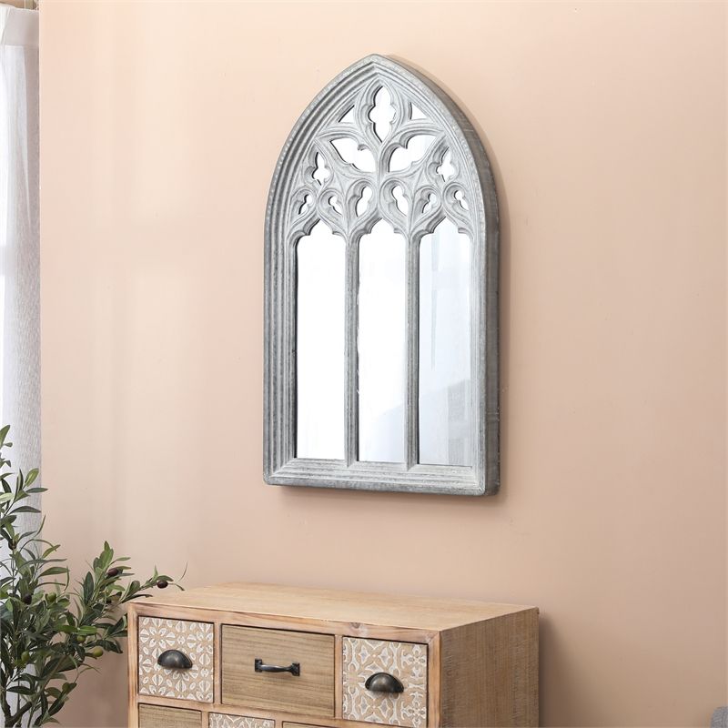 Luxenhome Arched Window Metal Wall Mirror – Wha809 Throughout Metal Arch Window Wall Mirrors (Photo 11 of 15)
