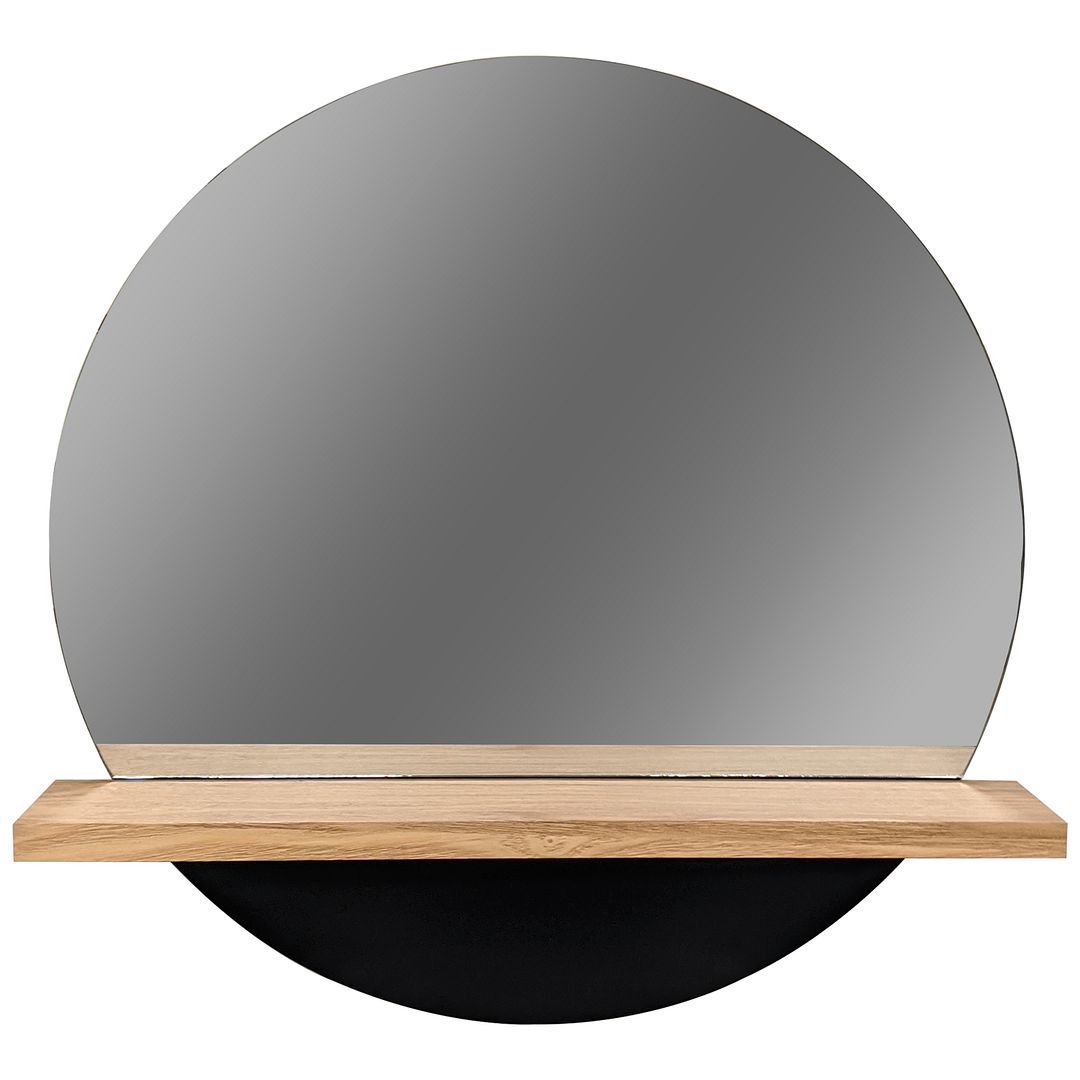 Mainstays Ms 20" Black Round Mirror With Rustic Shelf – Walmart Pertaining To Rustic Black Round Oversized Mirrors (Photo 9 of 15)