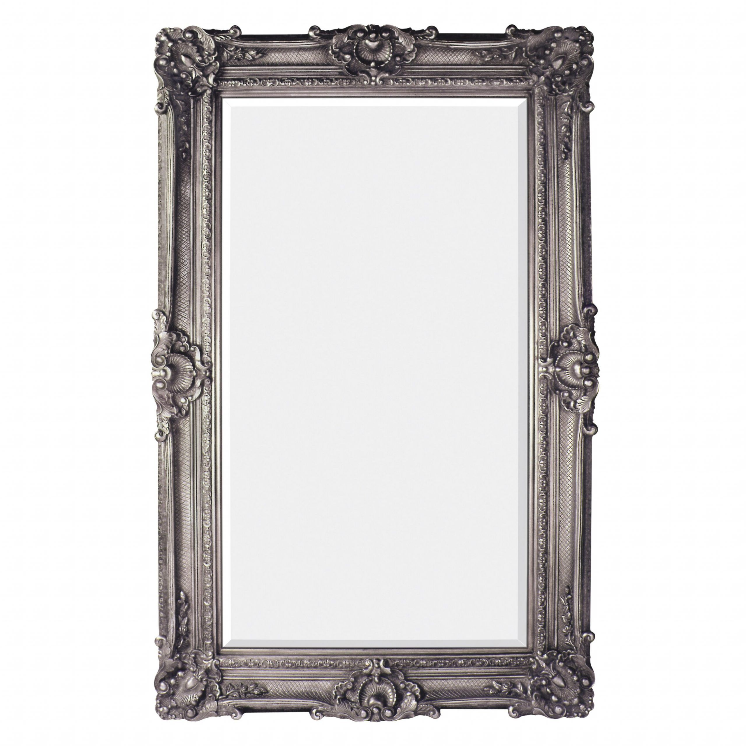 Majestic Mirror Antique Silver Leaf Finish Traditional Framed Beveled Intended For Traditional Beveled Wall Mirrors (Photo 9 of 15)