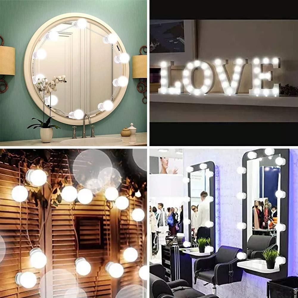 Makeup Mirror Vanity 10 Led Light Bulbs Lamp Kit 3 Levels Adjustable Regarding Led Lighted Makeup Mirrors (View 13 of 15)