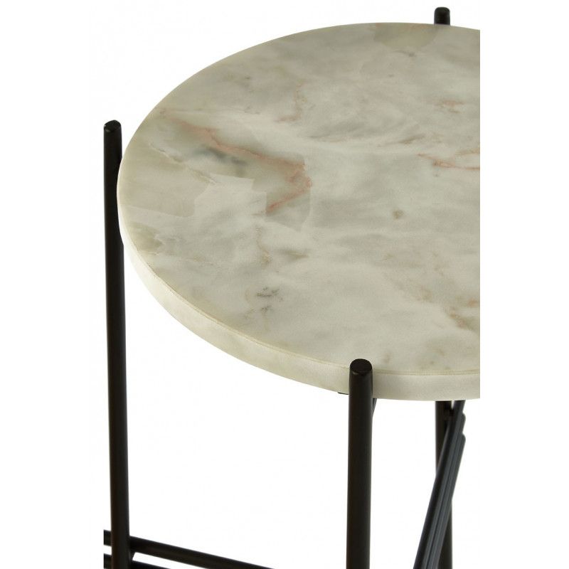 Marble Side Table With Black Metal Frame Within Marble And Black Metal Writing Tables (View 5 of 15)