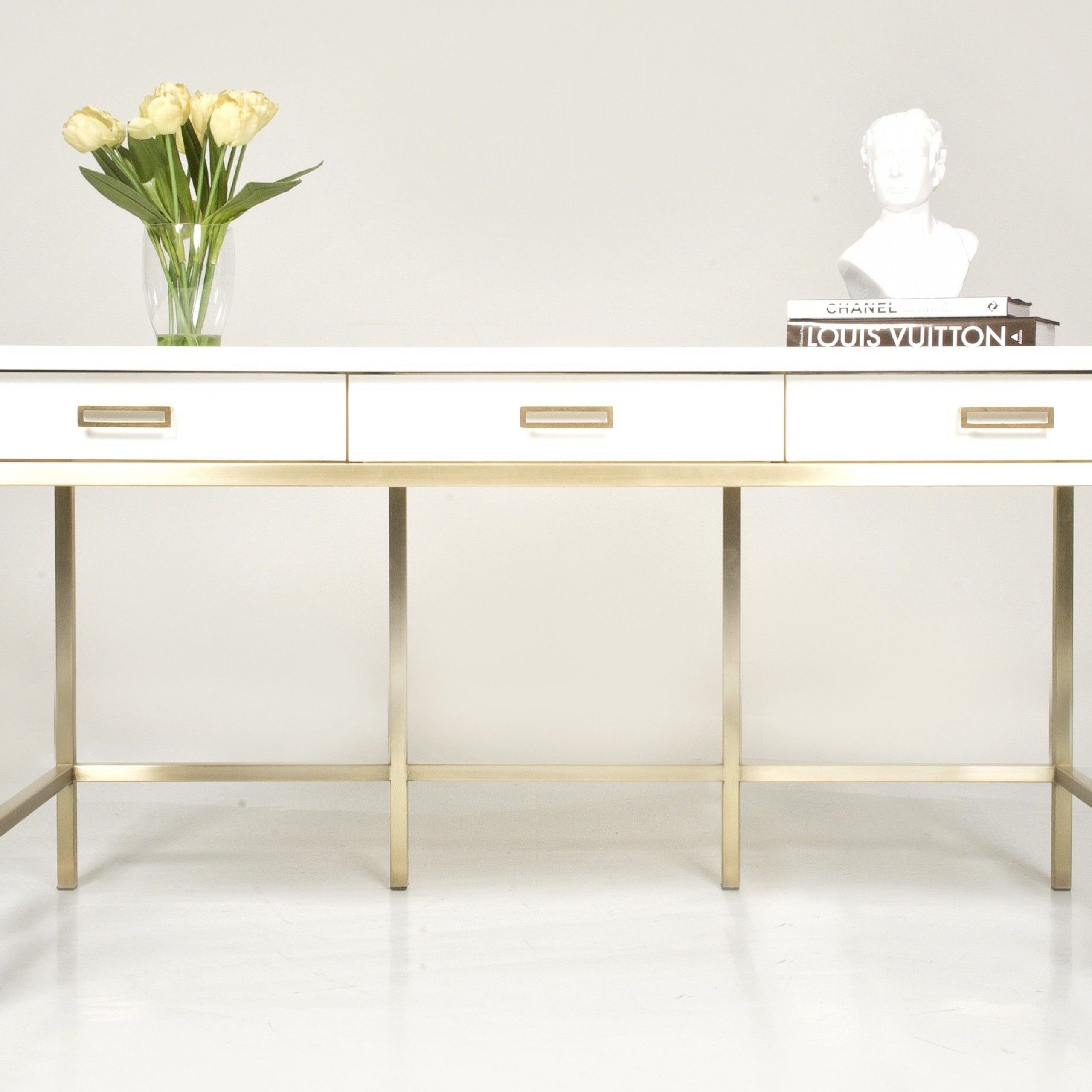Margaux Lacquered Writing Desk | Small Office Furniture, Writing Desk Within White Modern Nested Office Desks (Photo 12 of 15)