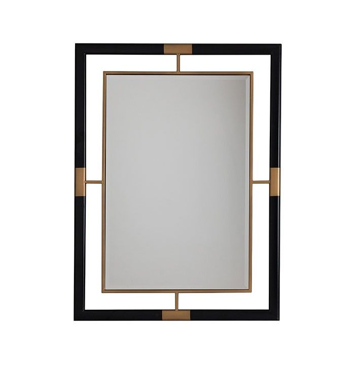 Marion Rectangular Wall Mirror With Metal Frame In Black And Gold With Rectangular Grid Wall Mirrors (Photo 10 of 15)