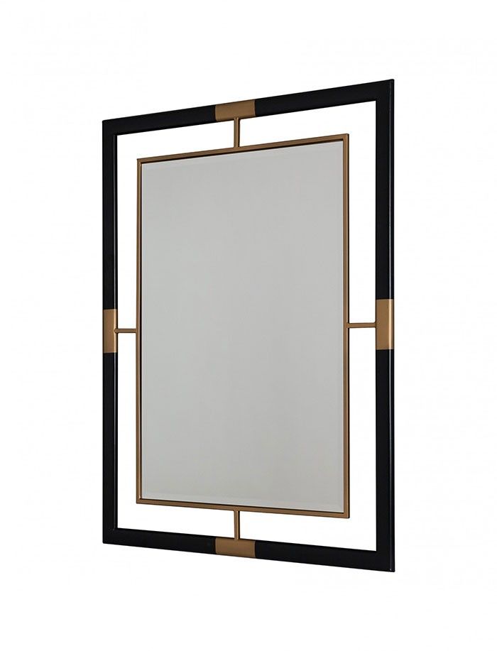 Marion Rectangular Wall Mirror With Metal Frame In Black And Gold Within Rectangular Grid Wall Mirrors (View 6 of 15)