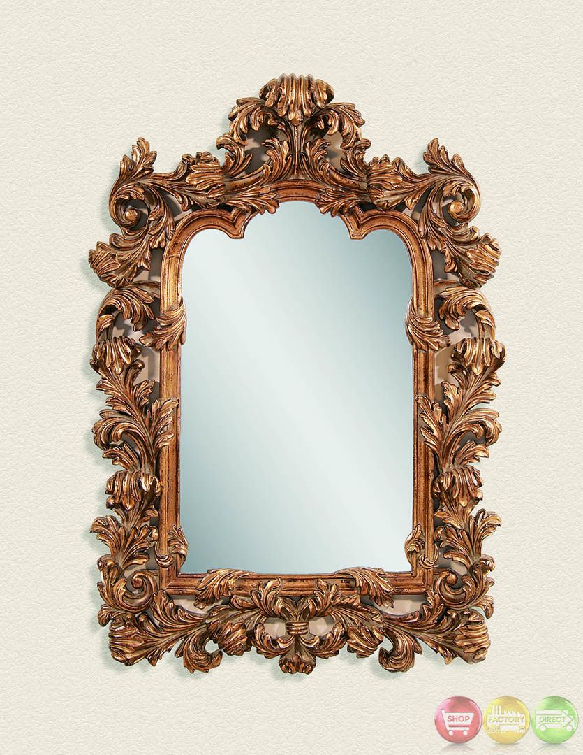 Marquis Antique Gold Leaf Finish Ornate Wall Mirror M3189ec Regarding Gold Leaf Metal Wall Mirrors (View 3 of 15)