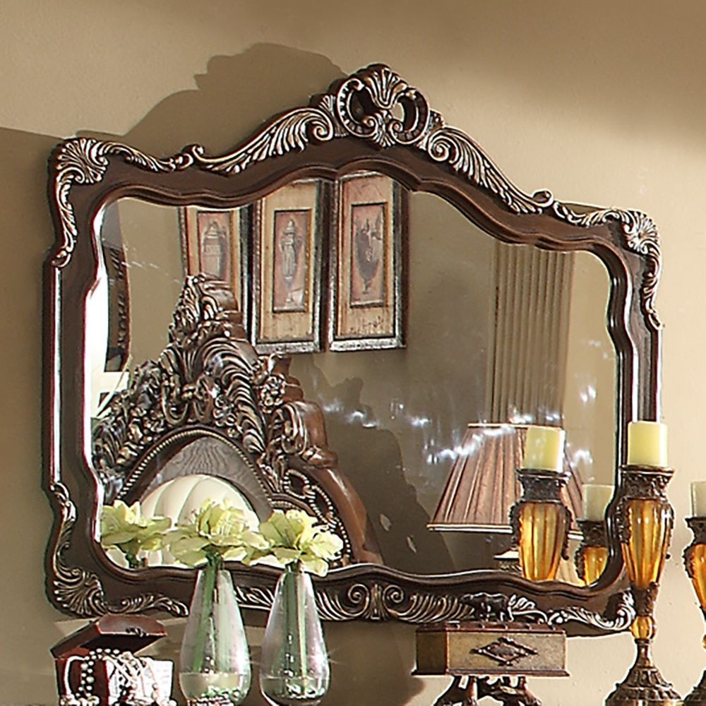 Matteo Traditional Gothic Style Wall Mirror Ebony & Gold Finish With Alissa Traditional Wall Mirrors (View 11 of 15)