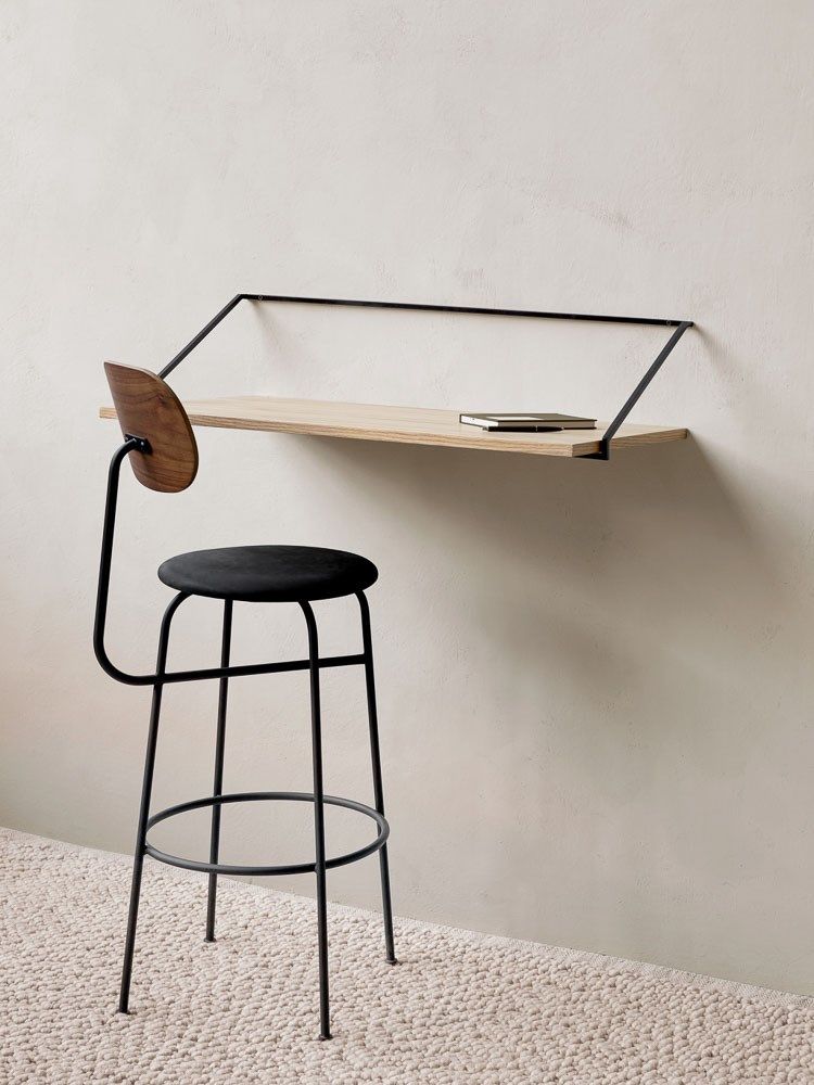 Menu Rail Desk, Black/natural Oak | Designstuff Intended For Natural Wood And Black 2 Shelf Desks (View 11 of 15)