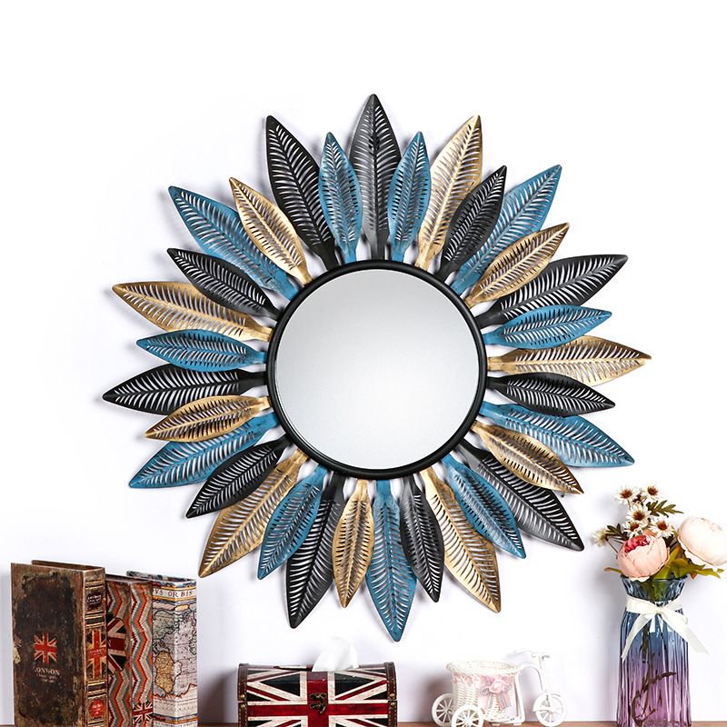 Metal Gold And Colorful Sunflower, Sun Shaped Custom Mirror Wall Pertaining To Sun Shaped Wall Mirrors (View 5 of 15)