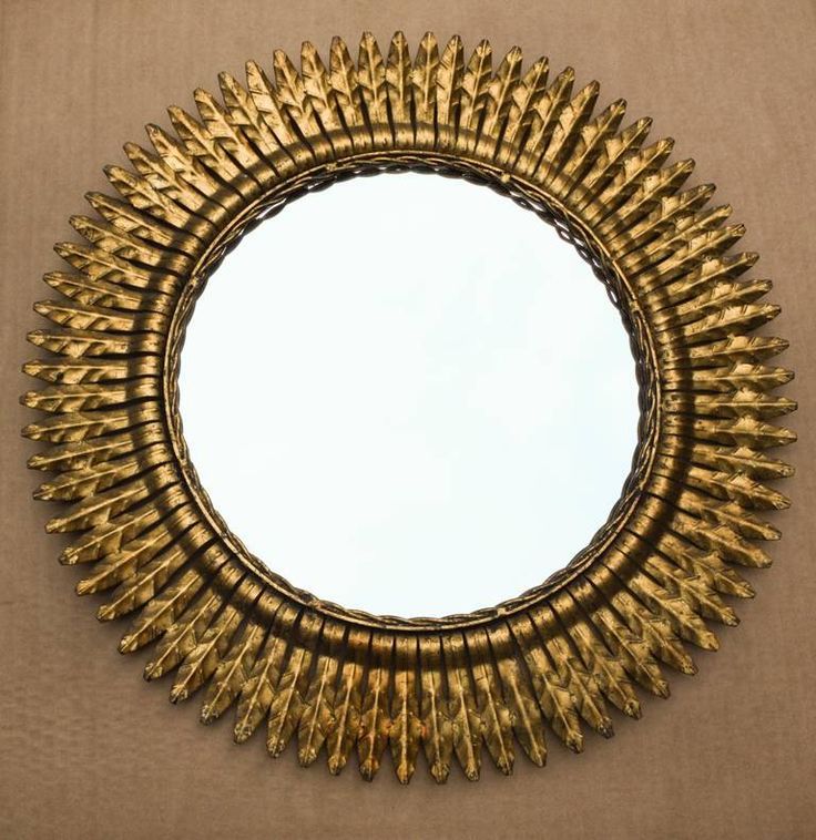 Mid Century Gold Leaf Sunburst Mirror Crafted In Spain During The 1950s In Carstens Sunburst Leaves Wall Mirrors (View 9 of 15)