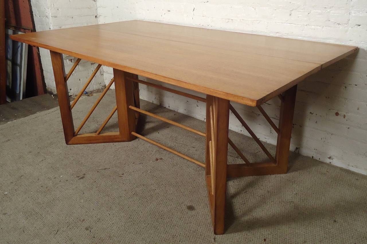 Mid Century Modern Folding Console Or Dining Table Image 9 | Dining In Antique Foldout Console Tables (View 10 of 15)