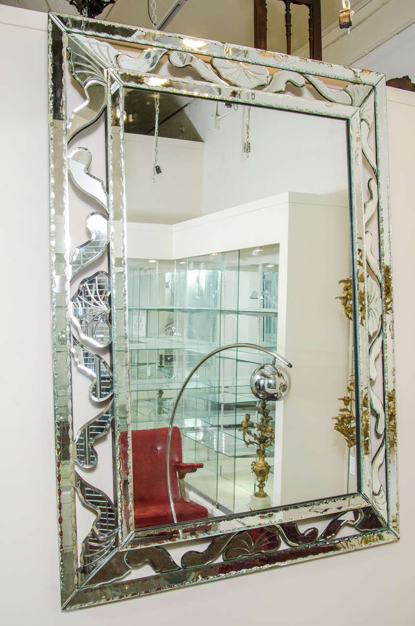Midcentury Large Decorative Venetian Wall Mirror At 1stdibs Pertaining To Accent Mirrors (Photo 4 of 15)