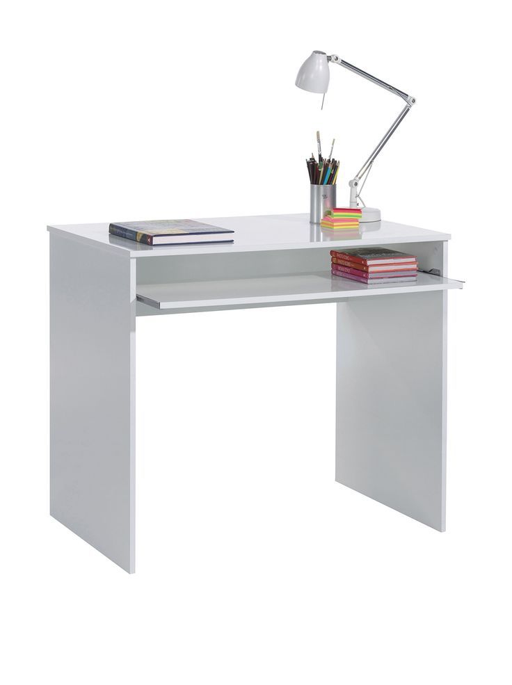 Milan Small White Gloss Computer Desk  Furniture Factor | Desk Regarding White Lacquer Stainless Steel Modern Desks (View 1 of 15)