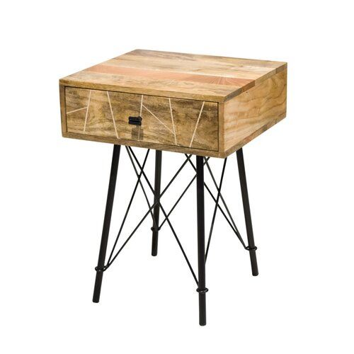 Millwood Pines Hucksley 1 – Drawer Solid Wood Nightstand In Brown/black In Black And Brown 5 Shelf 1 Drawer Desks (View 13 of 15)