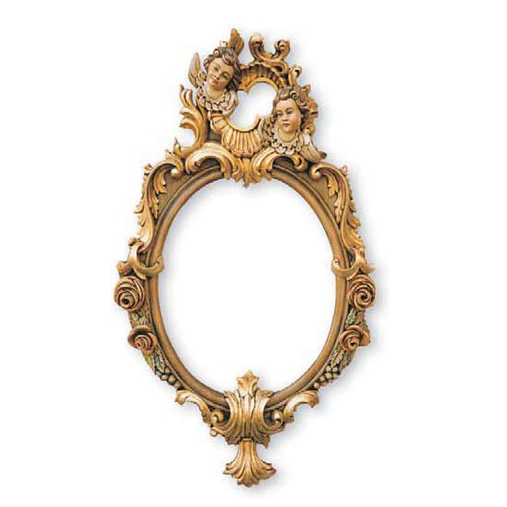 Mirror, Hand Carved With Gold Leaf And Angels, 80x47cm | Online Sales With Regard To Ring Shield Gold Leaf Wall Mirrors (View 3 of 15)