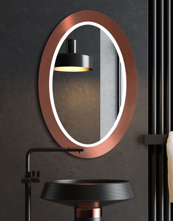 Mirror Oval Bold Led Copper : Mirror For You Throughout Back Lit Oval Led Wall Mirrors (View 3 of 15)