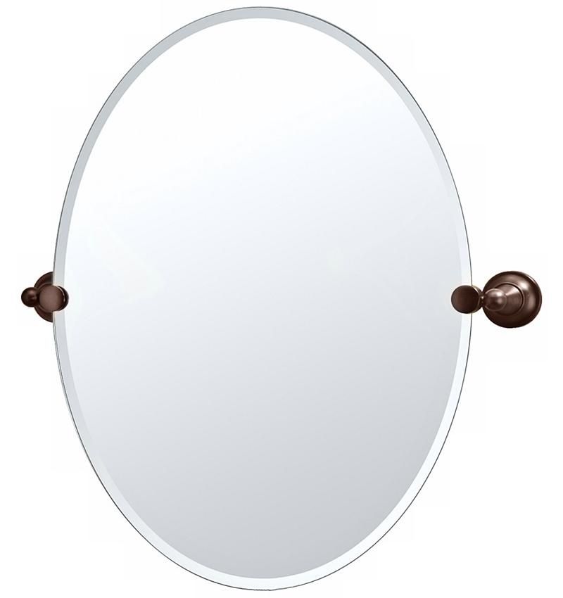 Mirrors | Gatco Tiara Oiled Bronze 24" X 26 1/2" Frameless Oval Mirror With Regard To Oval Frameless Led Wall Mirrors (Photo 14 of 15)