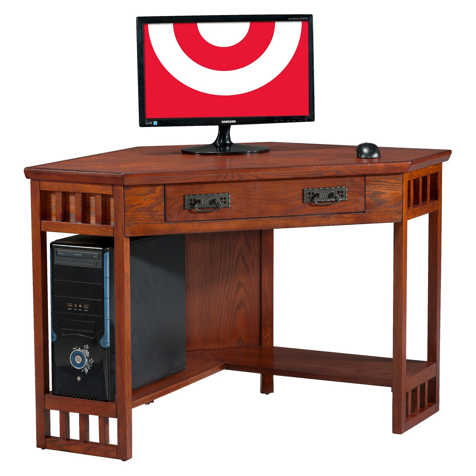 Mission Corner Desk Oak – Leick Home | Corner Writing Desk, Woodworking Inside Oak Corner Computer Writing Desks (View 1 of 15)