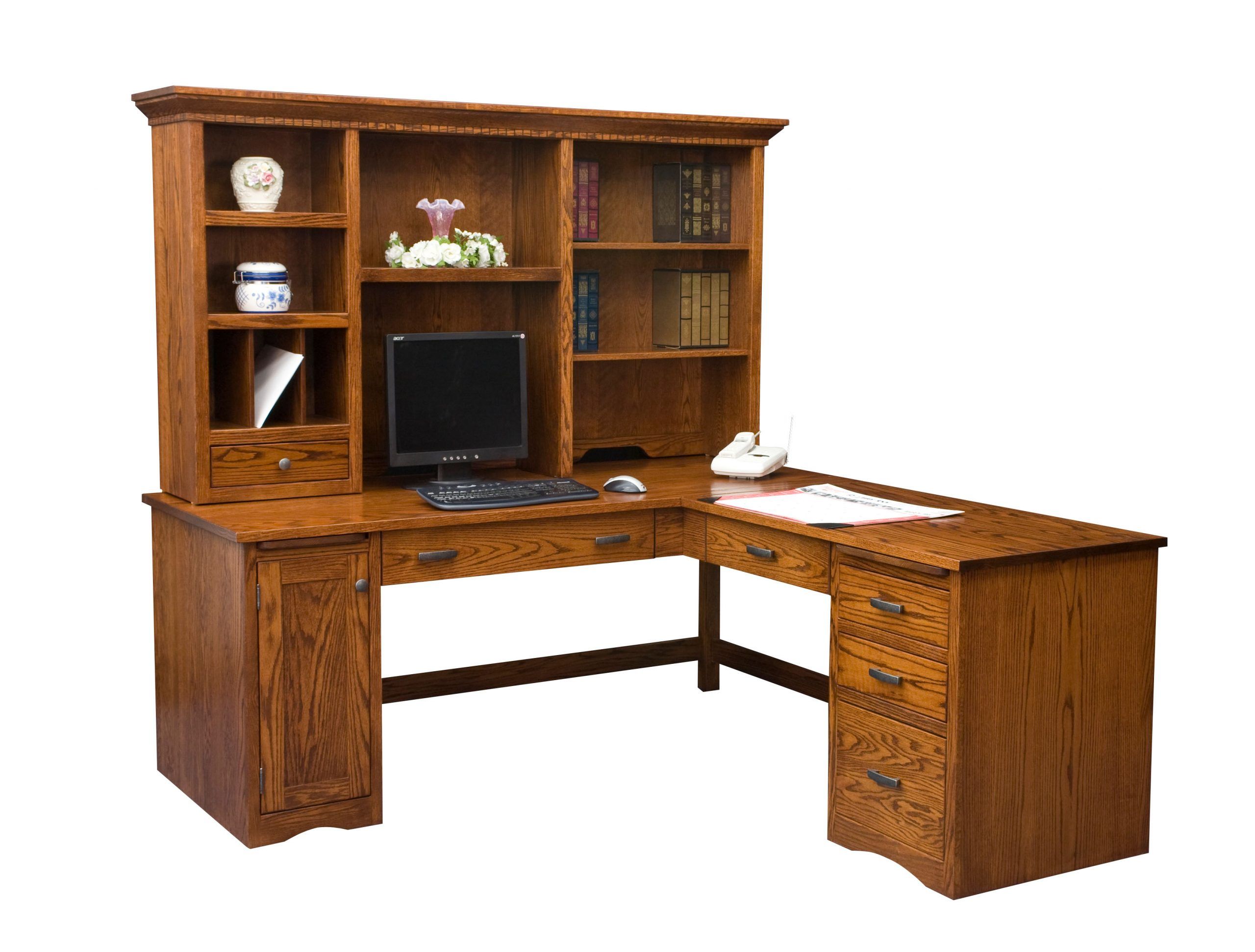 Mission L – Desk With Optional Hutch, No Backs | Kvadro Furniture Regarding Farmhouse Mission Oak Wood Laptop Desks (Photo 9 of 15)