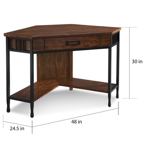 Mission Oak Wood Corner Writing/computer Desk – Overstock – 11875392 With Regard To Oak Corner Computer Writing Desks (View 10 of 15)