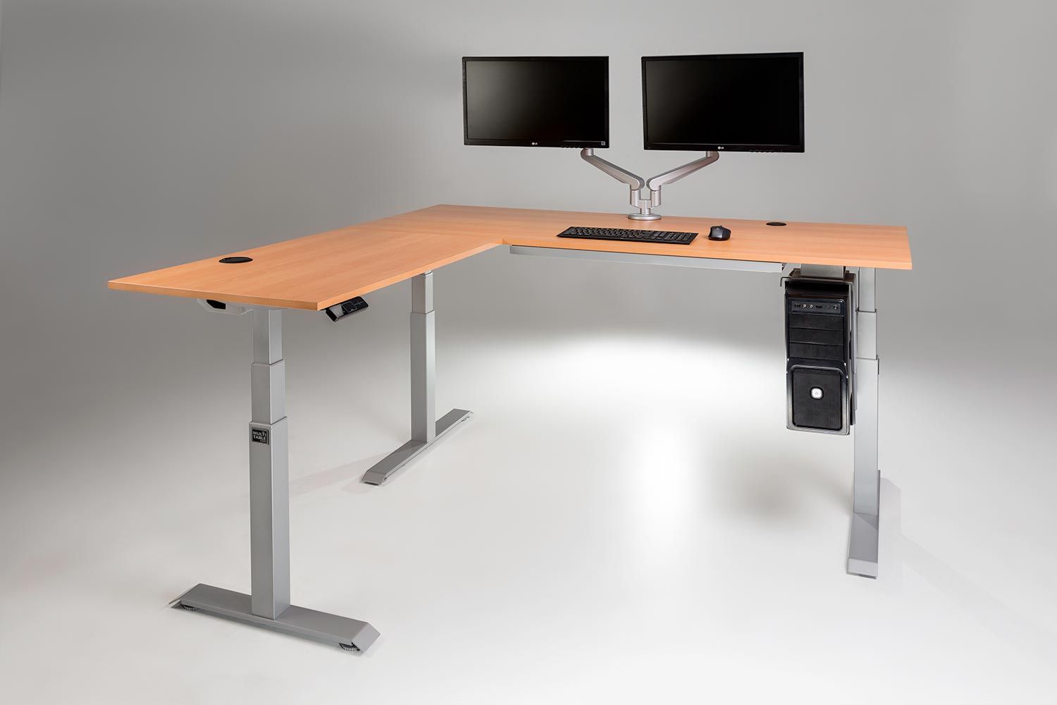 Moddesk Pro L Shaped Corner Standing Desk | Multitable Pertaining To Espresso Adjustable Stand Up Desks (Photo 5 of 15)