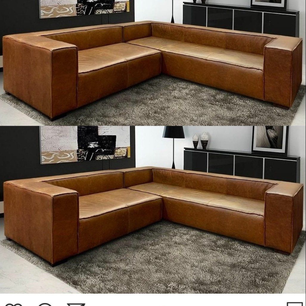 Modern Brown L Shape Leather Corner Sofa, For Home, Living Room, Rs Inside Brown And Yellow Sectional Corner Desks (Photo 10 of 15)