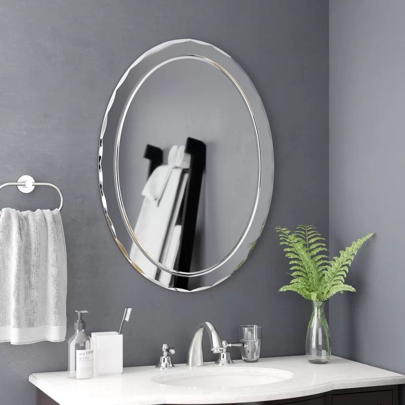 Modern & Contemporary Beveled Frameless Wall Mirror In 2020 | Bathroom For Logan Frameless Wall Mirrors (View 2 of 15)