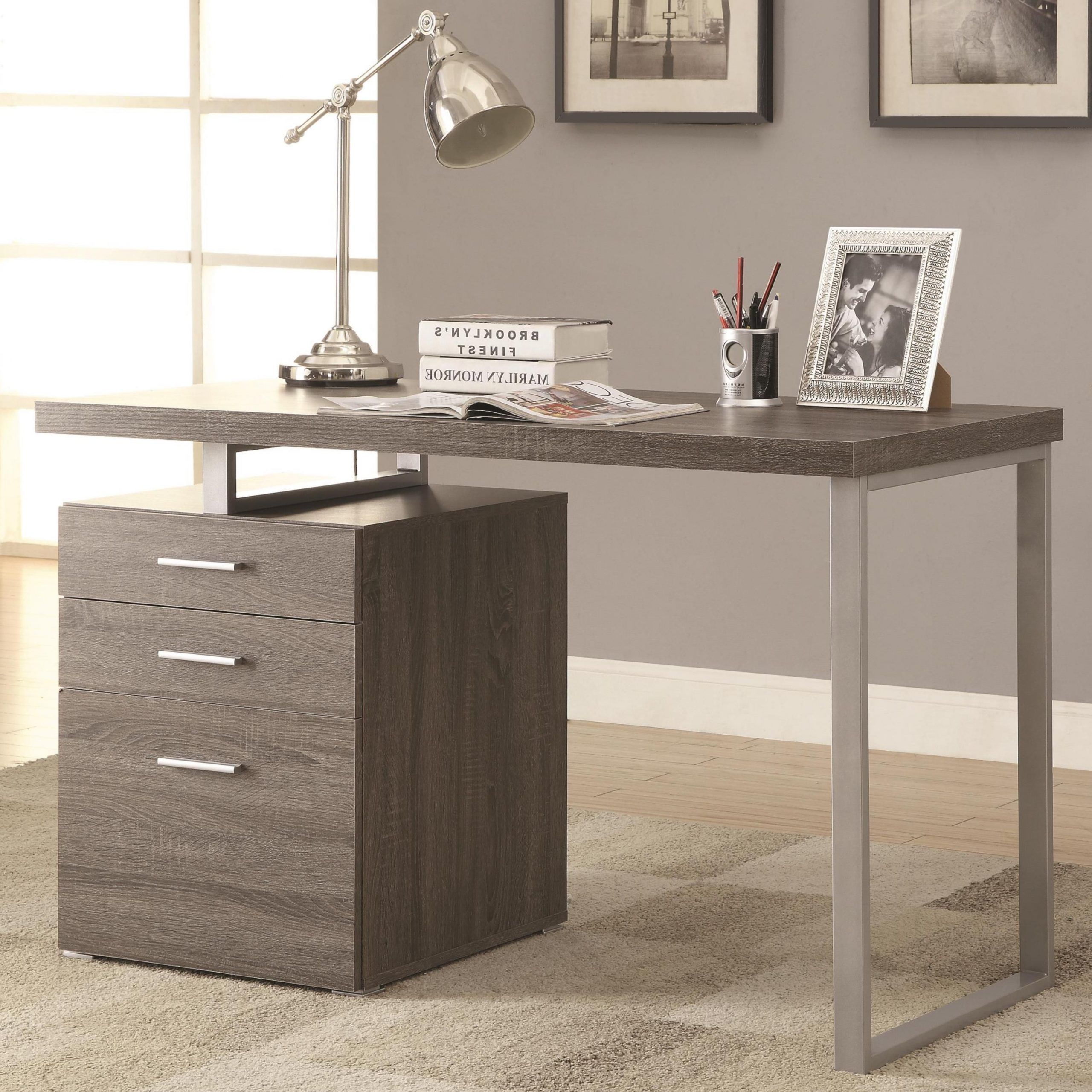 Modern Design Home Office Weathered Grey Writing/ Computer Desk With Intended For Smoke Gray Computer Writing Desks (Photo 8 of 15)