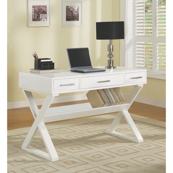 Modern Design Home Office White Computer Writing Desk With Book Shelf With Modern Office Writing Desks (Photo 11 of 15)