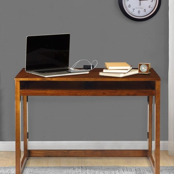 Modern Folding Desk With 4 Usb Ports – 16293092 – Overstock In Writing Desks With Usb Port (View 9 of 15)