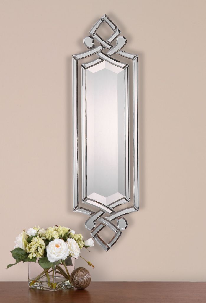 Modern Frameless Scrolled Venetian Beveled Wall Mirror Large 36 Pertaining To Modern Oversized Wall Mirrors (View 3 of 15)