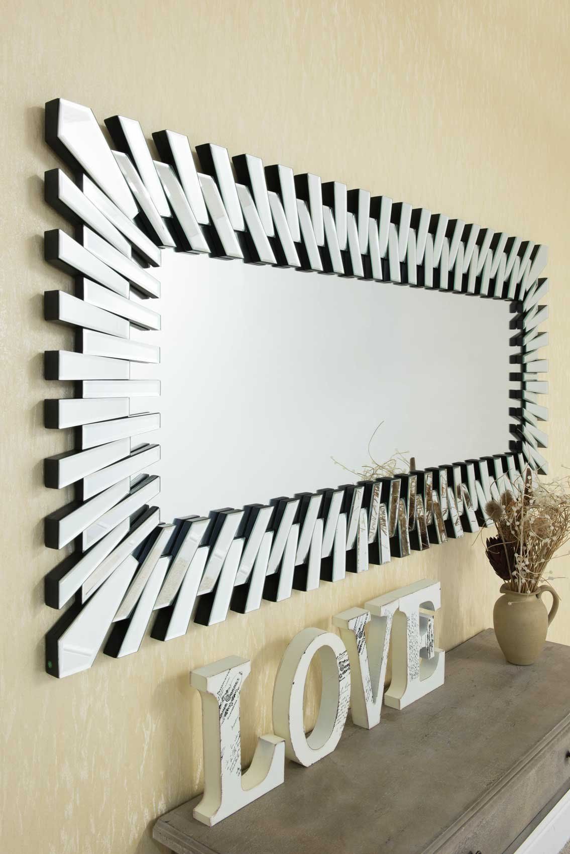 Modern Unique 3d Sunburst All Glass Venetian Rectangular Wall Mirror Inside Loftis Modern &amp; Contemporary Accent Wall Mirrors (Photo 14 of 15)