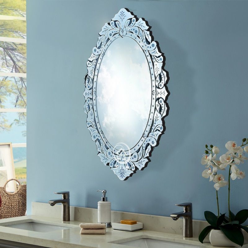 Modern Wall Glass Vanity Mirror Venice Oval Venetian Mirror Wall Throughout Dedrick Decorative Framed Modern And Contemporary Wall Mirrors (Photo 4 of 15)