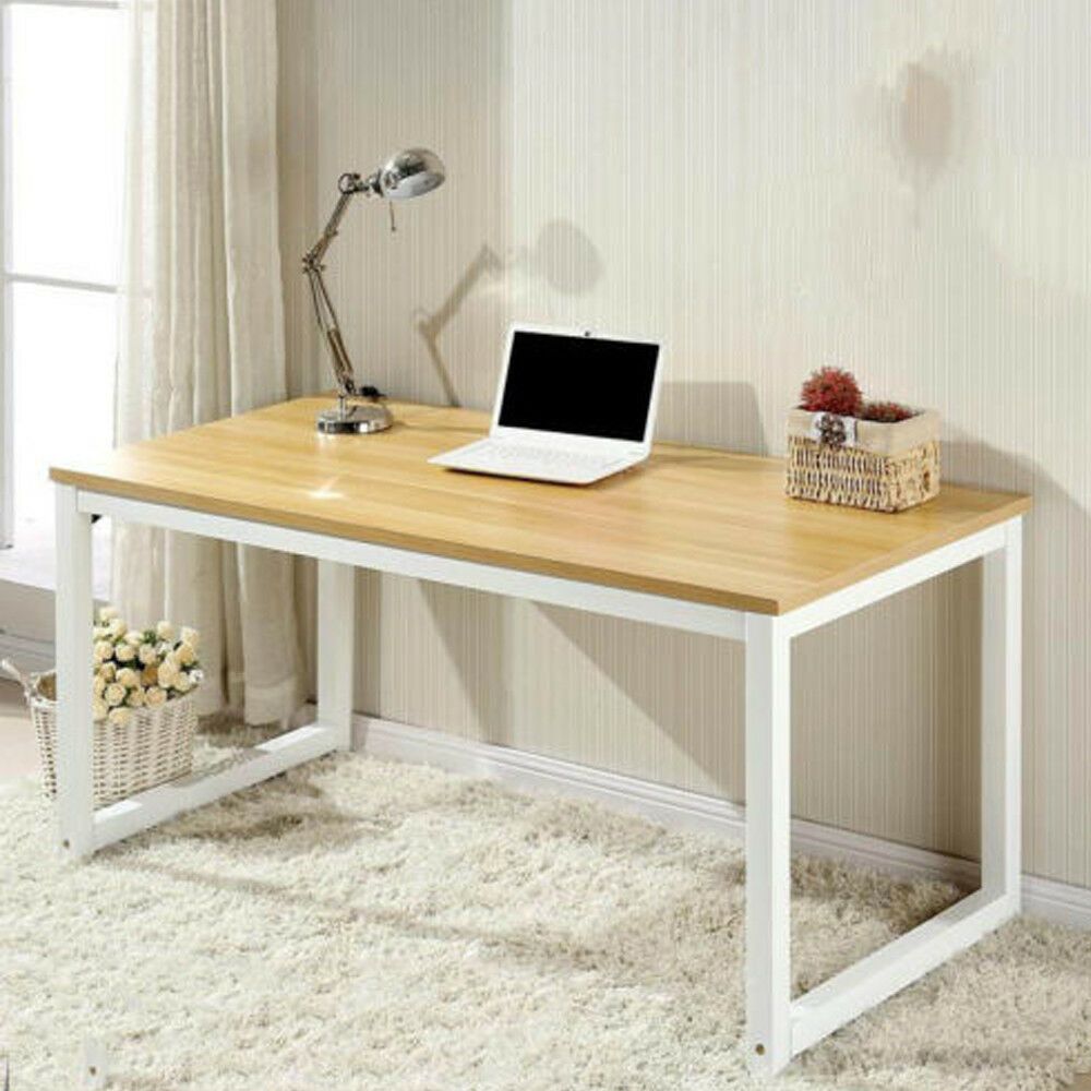 Modern Walnut Wooden & Metal Computer Pc Home Office Desk / Study Table For Modern Teal Steel Desks (View 2 of 15)