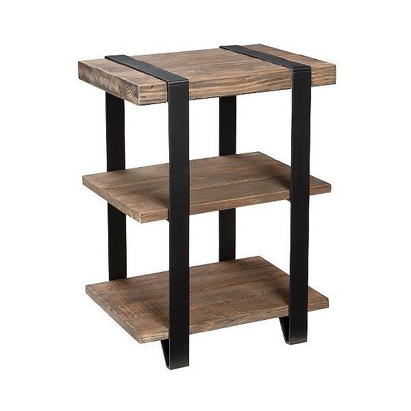 Modesto 2 Shelf Metal Strap And Reclaimed Wood End Table ($300) Liked For Metal And Chestnut Wood 2 Shelf Desks (View 6 of 15)