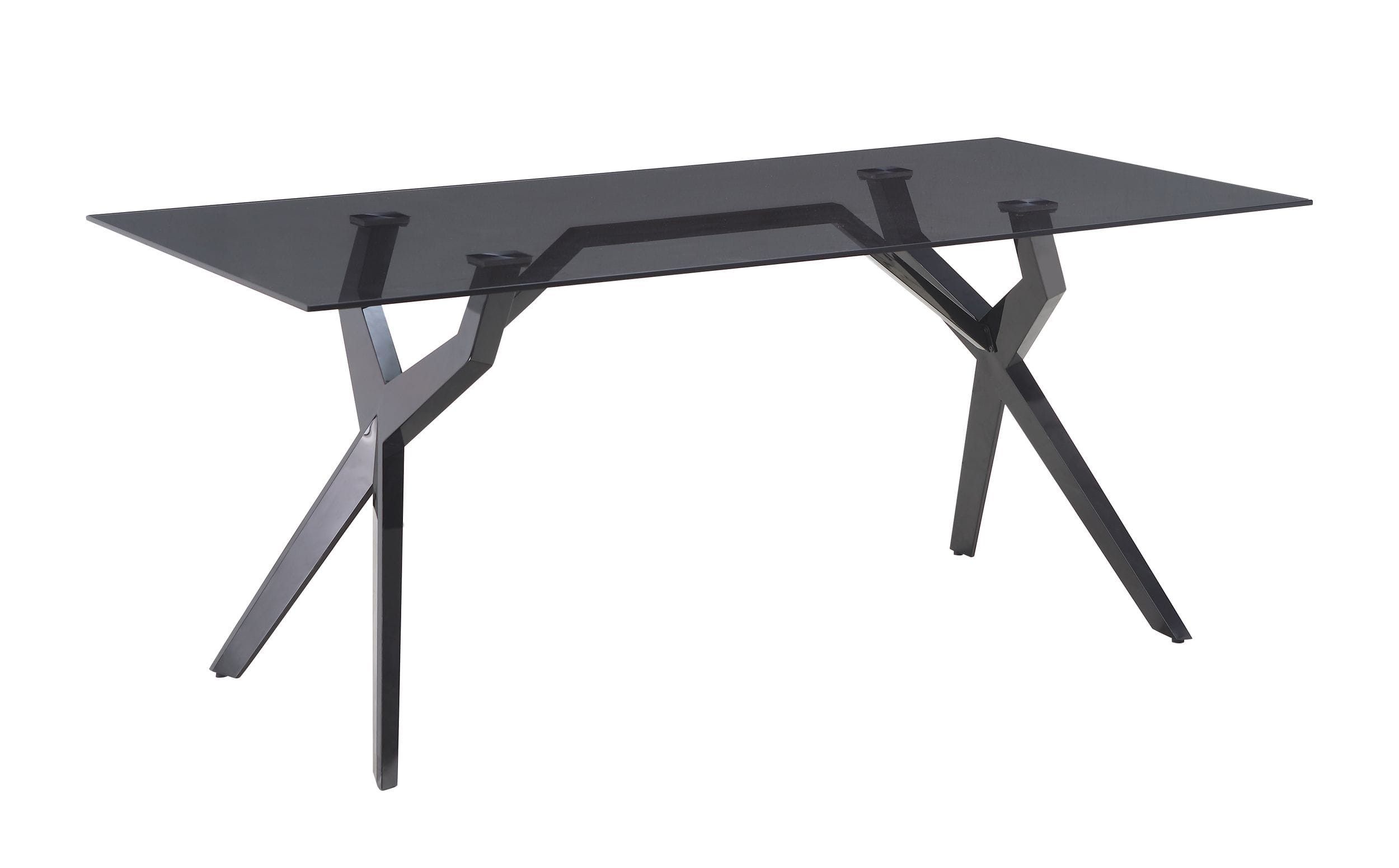 Modrest Darley – Modern Grey Glass & Black Stainless Steel Dining Table Inside Stainless Steel And Gray Desks (Photo 11 of 15)