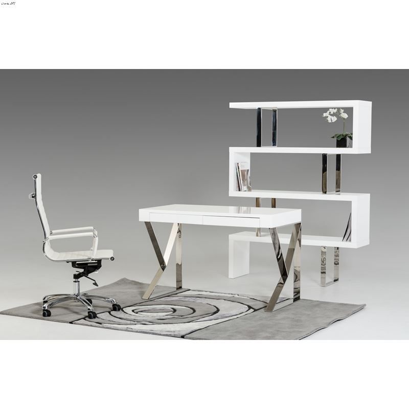 Modrest Ferris Modern White Lacquer Office Desk With White Modern Nested Office Desks (Photo 6 of 15)