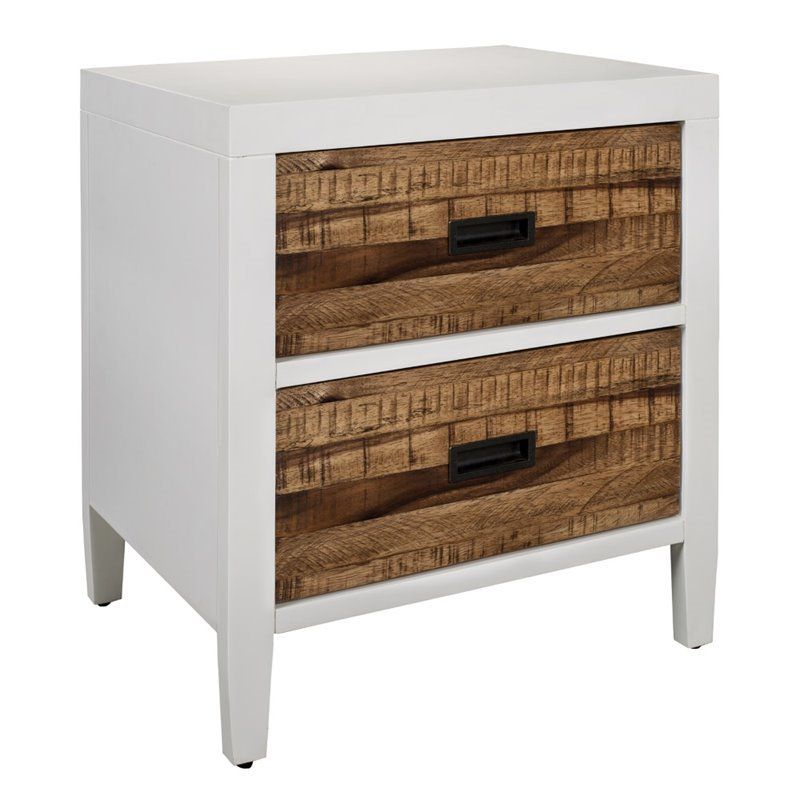 Modus Montana 2 Drawer Nightstand In White Lacquer And Natural Sengon Inside White Lacquer 2 Drawer Desks (View 8 of 15)