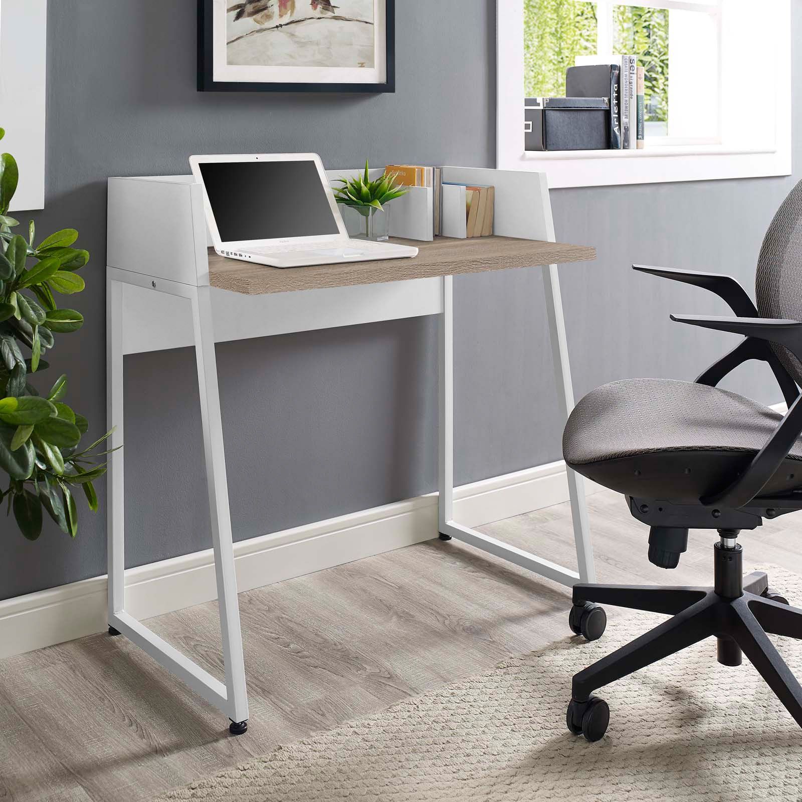 Modway Relay Wood Writing Desk In White Natural – Walmart – Walmart For White And Cement Writing Desks (View 3 of 15)