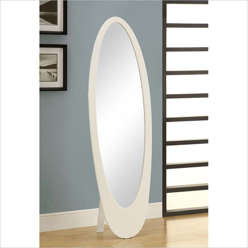 Monarch Contemporary Oval Cheval Mirror In White – I 3361 | Cheval Inside Gingerich Resin Modern & Contemporary Accent Mirrors (View 9 of 15)